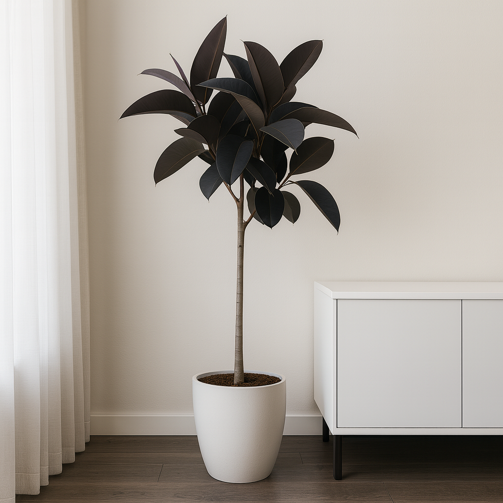 Ficus Elastica Abidjan - ⭥130cm – Dunkler Gummibaum für moderne Wohnräume