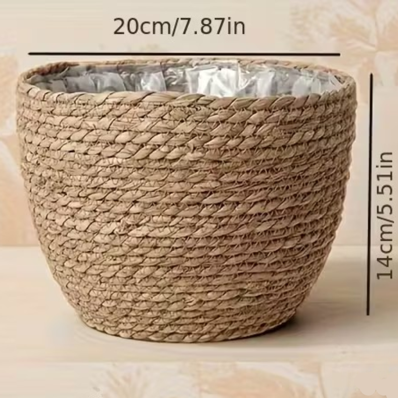 Handgeflochtener Pflanzkorb Tony - Natur - Ø20cm