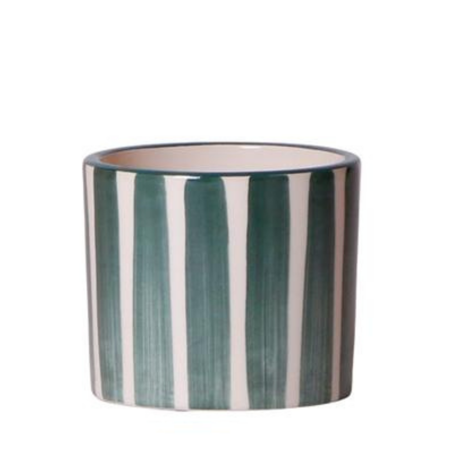 Keramik Pflanztopf Painted Stripe - Grün - Ø6cm