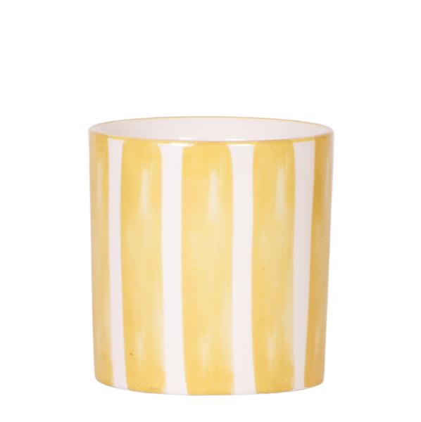 Keramik Pflanztopf Painted Stripe - Gelb - 〈Ø9cm〉