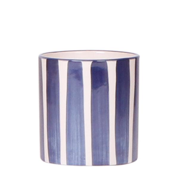 Keramik Pflanztopf Painted Stripe - Blau - Ø9cm