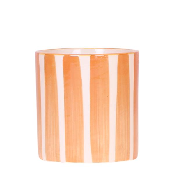 Keramik Pflanztopf Painted Stripe - Orange - 〈Ø9cm〉