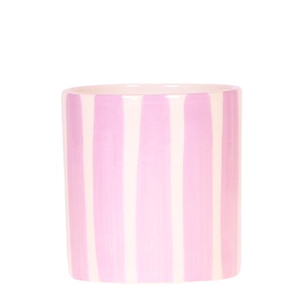 Keramik Pflanztopf Painted Stripe - Rosa - Ø9cm