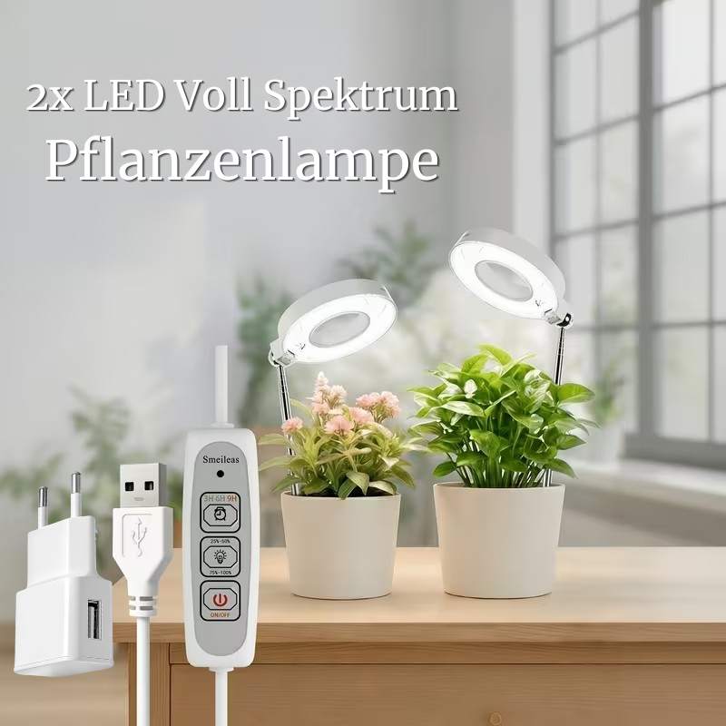 2x LED Pflanzenlampe inkl. Netzteil - Vollspektrum - Höhenverstellbar