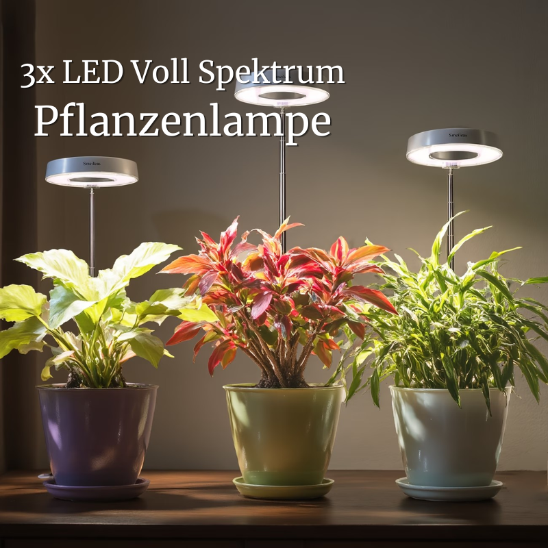3x LED Pflanzenlampe inkl. Netzteil - Vollspektrum - Höhenverstellbar