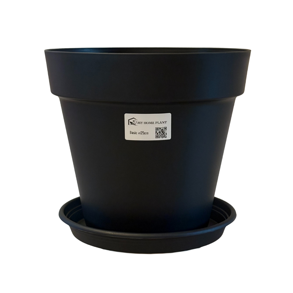 Pflanztopf Basic - Schwarz - inkl. Untersetzer - Ø25cm