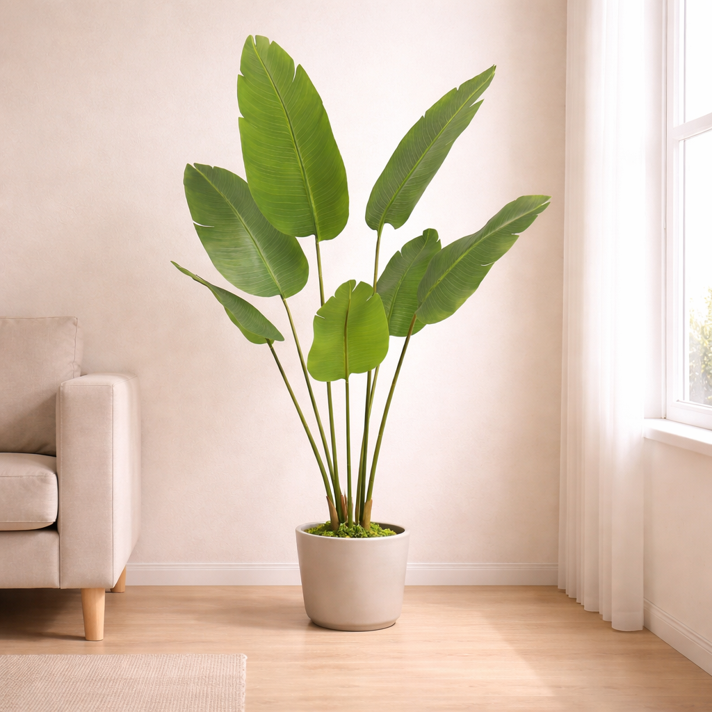 Kunstpflanze Strelitzia Nicolai - "Paradiesvogelblume" - ⭥130cm