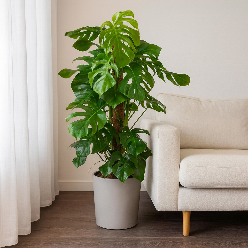 Monstera Deliciosa am Moosstab - "Fensterblatt" - ⭥150cm