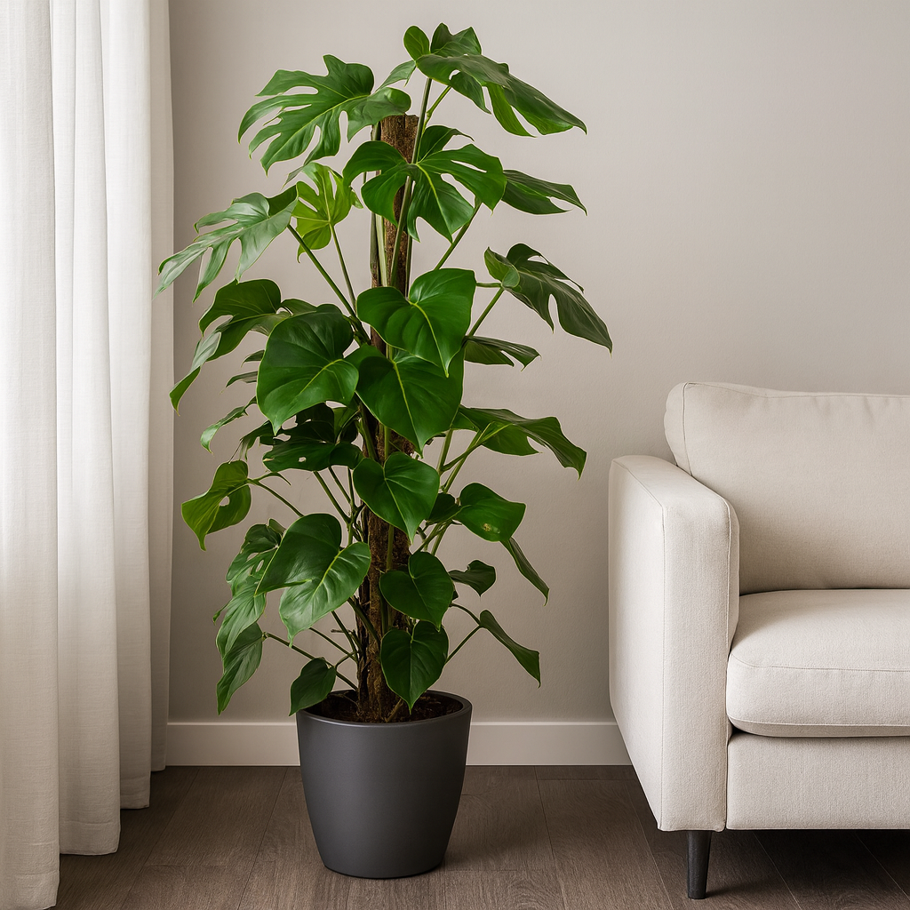 Monstera Pertusum am Moosstab - "Fensterblatt" - ⭥130cm