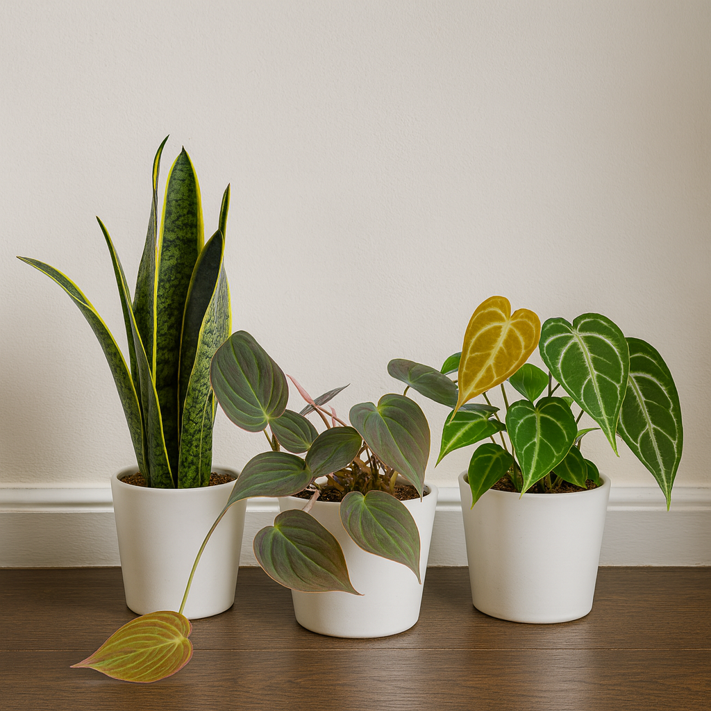 [Pflanzenset] Sansevieria ⭥45cm & Philodendron ⭥25cm & Anthurium ⭥35cm