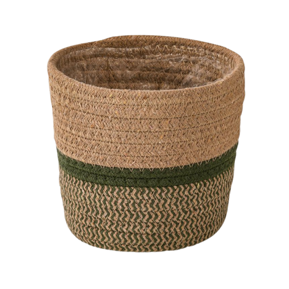 Pflanzkorb Seagrass - Natur/Grün - Ø21cm