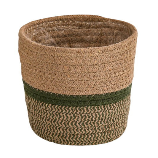 Pflanzkorb Seagrass - Natur/Grün - Ø24cm