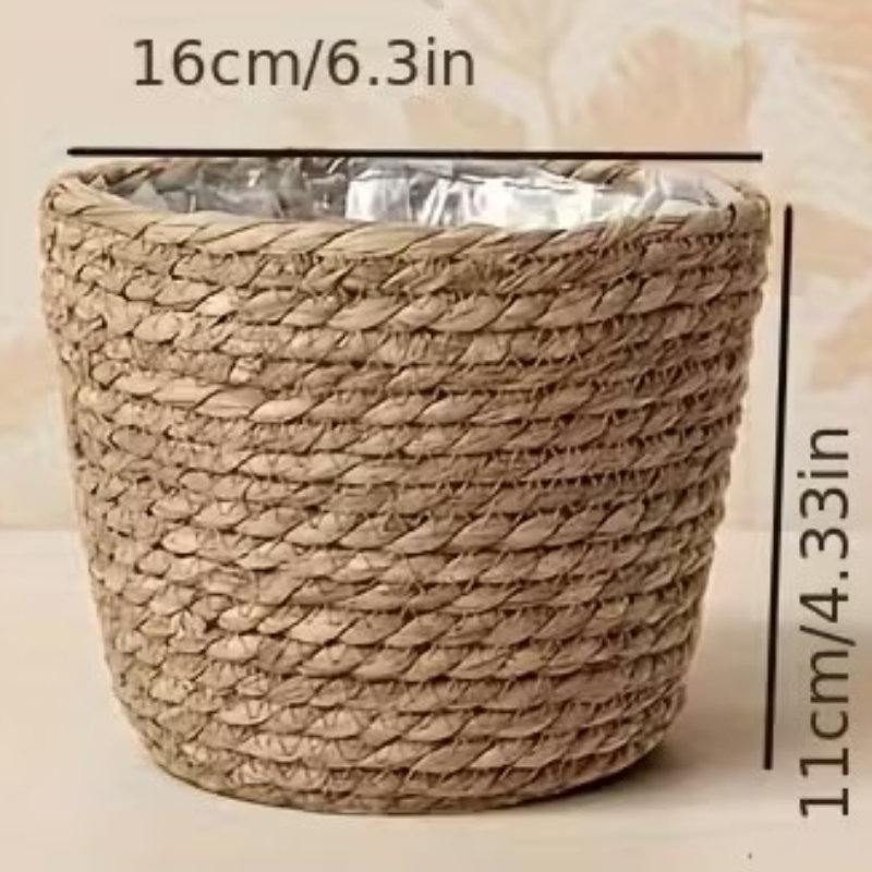 Handgeflochtener Pflanzkorb Tony - Natur - Ø16cm