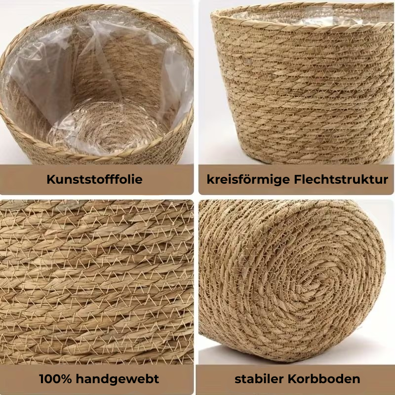Handgeflochtener Pflanzkorb Tony - Natur - Ø20cm
