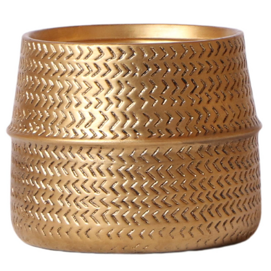 Keramik Pflanztopf Groove - Gold - Ø12cm