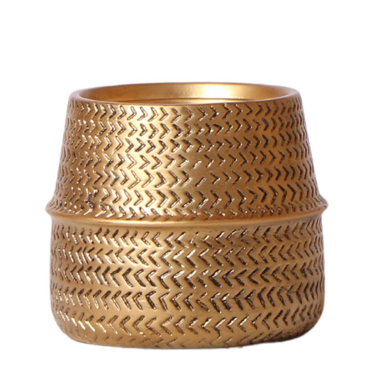 Keramik Pflanztopf Groove - Gold - Ø9cm