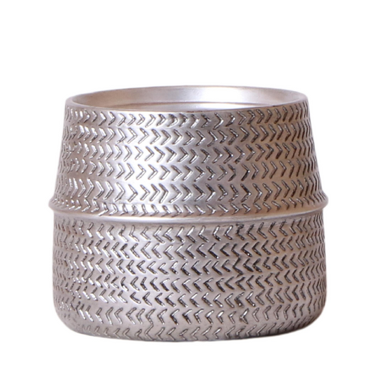 Keramik Pflanztopf Groove - Silber - Ø9cm