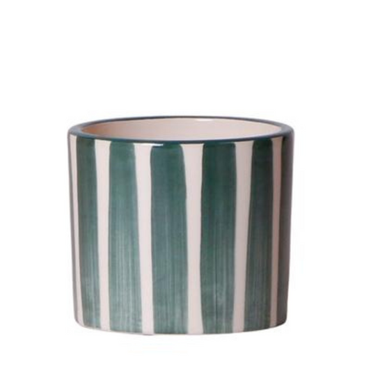 Keramik Pflanztopf Painted Stripe - Grün - Ø6cm
