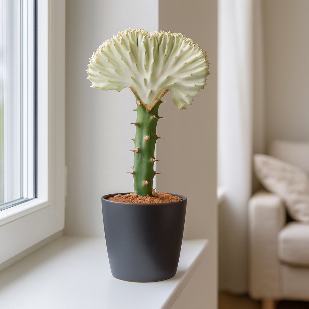 Weiße Euphorbia Lactea Cristata - ⭥35cm