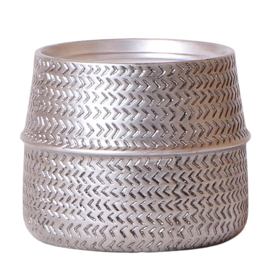 Keramik Pflanztopf Groove - Silber - Ø12cm